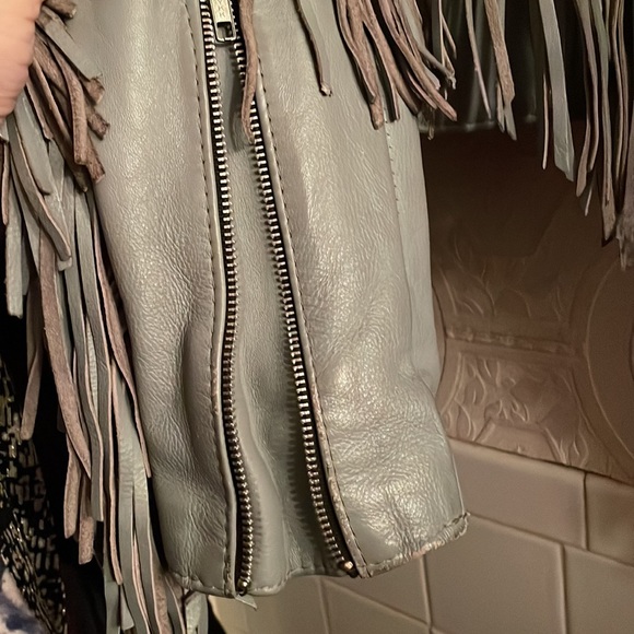 Gypsy  Blue Leather Jacket w/Fringe.Suede and 🐍 Snakeskin Detail on Back⚠️FIRM - Picture 6 of 15